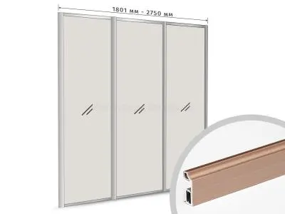 Комплекты ламинированного профиля компл. профиля-купе slim оптима на 3 двери (ширина шкафа 1801-2750 мм), виски зернистый