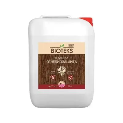 Масла для дерева Biotex огнебиозащита пропитка для дерева с розовым индикатором, 10л