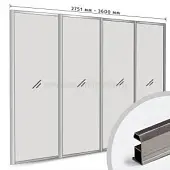 Комплекты профиля серии SLIM, FIT комплект профиля-купе slim на 4 двери (ширина шкафа 2751-3600 мм), шампань браш