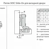 Петли мебельные JET петля мебельная jet 305 вкладная 110° slide-on, 48мм, с мп