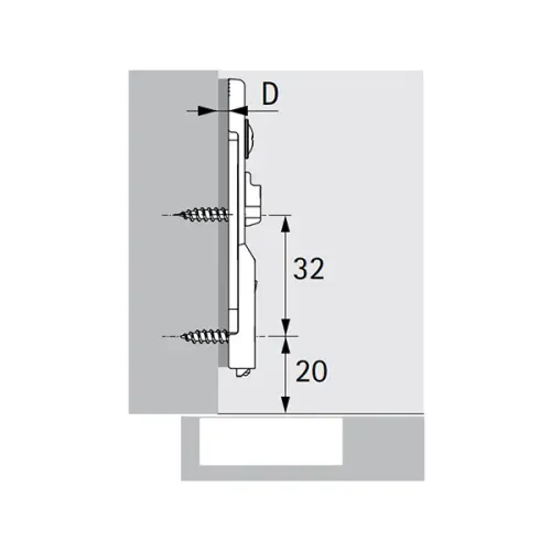 Петли мебельные Hettich (Германия) монтажная планка линейная для sensys/intermat, d3