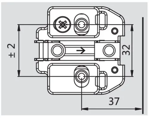 Петли мебельные DTC монтажная планка dtc pivot-star, h=0мм, snap-on 3d