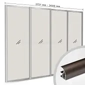 Комплекты анодированного профиля комплект профиля-купе на 4 двери new (ширина шкафа 2751-3600 мм), матовый кофе
