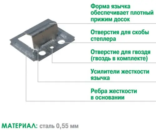 Крепёж для дерева Гвоздэк кляймер гвоздэк оцинкованный  №6, (80 шт/уп.)