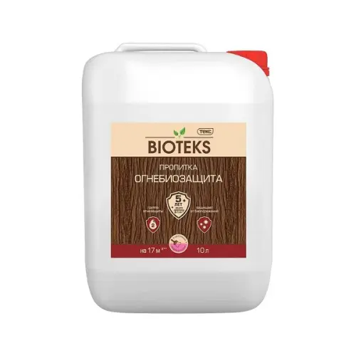 Масла для дерева Biotex огнебиозащита пропитка для дерева с розовым индикатором, 10л
