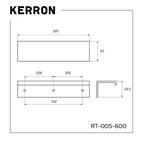 Ручки мебельные разные ручка мебельная kerron rt-005 торцевая, 600мм, черный матовый