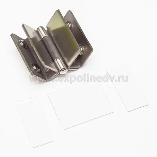 Фурнитура для стекла (Китай) петля для стеклянной двери, без сверления, матовый хром