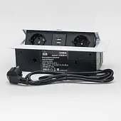 Розетки блок розеток выдвижной горизонт, 2 euro, 2 usb, 250в, 2700w, белый, 2 м