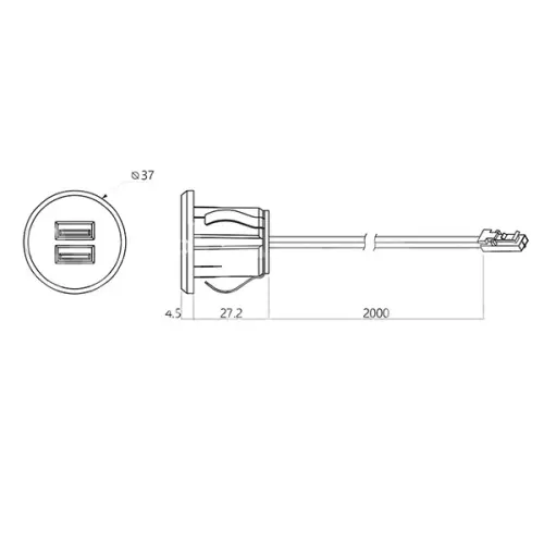 Розетки блок розеток usb charge-s, 2 usb, 12в/5в, черный, 2 м
