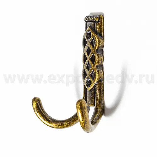 Крючки крючок 2х рожковый, античная бронза