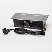 Розетки блок розеток выдвижной горизонт, 2 euro, 2 usb, 250 в, 2700w сереб. 2 м