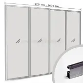 Комплекты профиля серии SLIM, FIT комплект профиля-купе slim на 4 двери (ширина шкафа 2751-3600 мм), графит браш